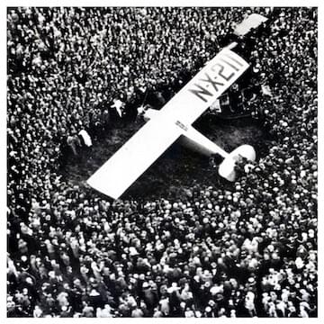 Photo of Charles Lindbergh landing in Paris 1927